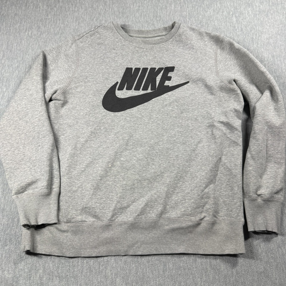 Nike Sweatshirt Mens XL Gray Sportswear Big‎ Logo Graphic Pullover Crewneck VTG